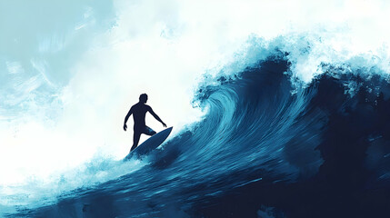 A powerful wave crashes down on a surfer.