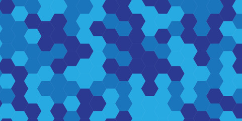 Abstract technology hexagonal background. Illustration of a blue background with hexagonal template. Blue hexagon honeycombs background. Hexa blue Abstract Geometric Wide Banner Design.