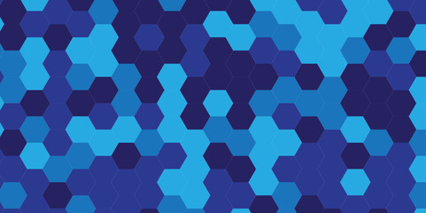 Abstract technology hexagonal background. Illustration of a blue background with hexagonal template. Blue hexagon honeycombs background. Hexa blue Abstract Geometric Wide Banner Design.
