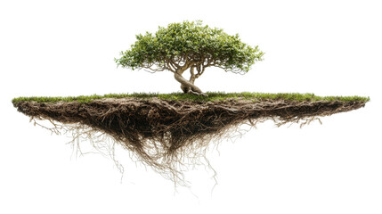 Floating root acacia, Transparent background, PNG file