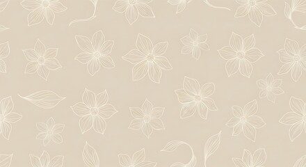 Elegant Floral Pattern Seamless Beige and Cream Flower Design