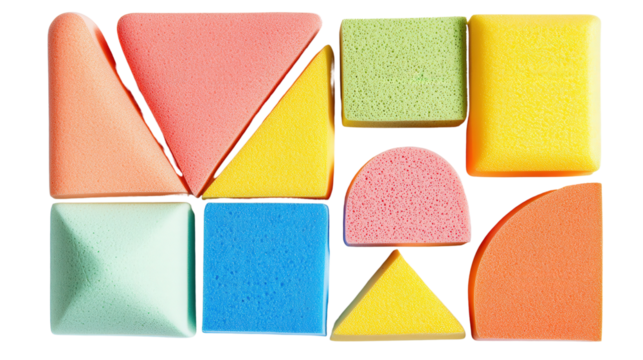 Foam geometric shape learning set, Transparent background, PNG file