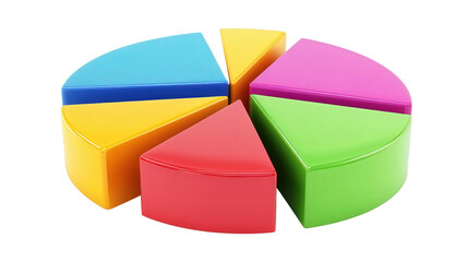 Obraz premium Fraction learning pie chart set, Transparent background, PNG file