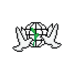 dove 8 bit icon peace sign dove bring leaf  Pixel art  8-bit for game