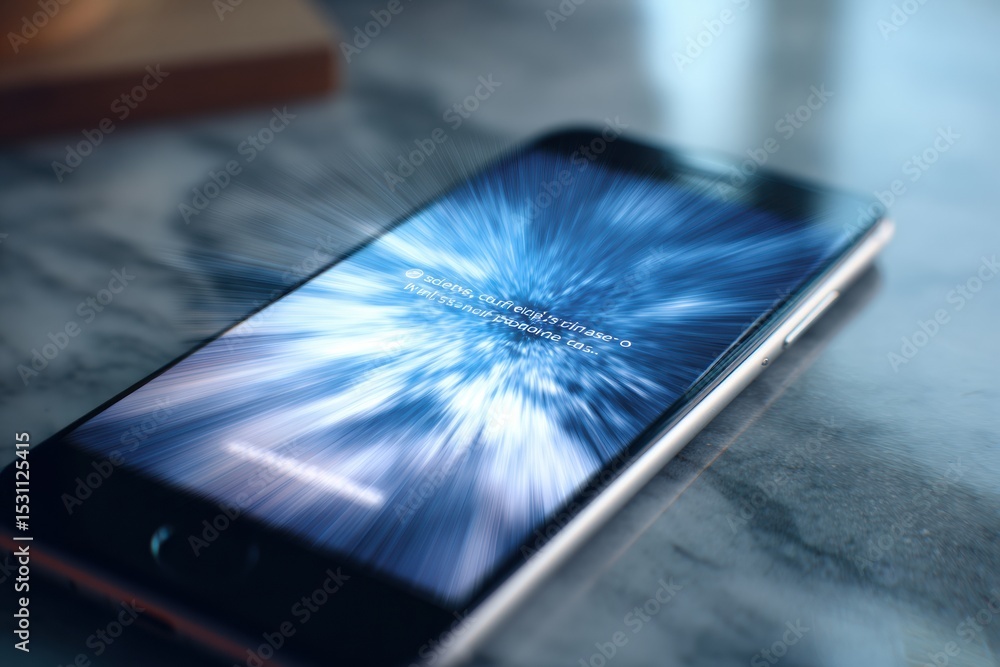 Fototapete Smartphone App Crash Error Displayed With Motion Blur Effect on a Marble Surface