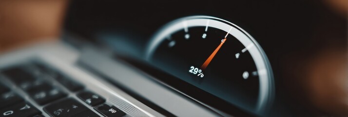 Static Distorted Icon Appears on Web Browser Tab as Performance Gauge Indicates 29 Percent Usage Level