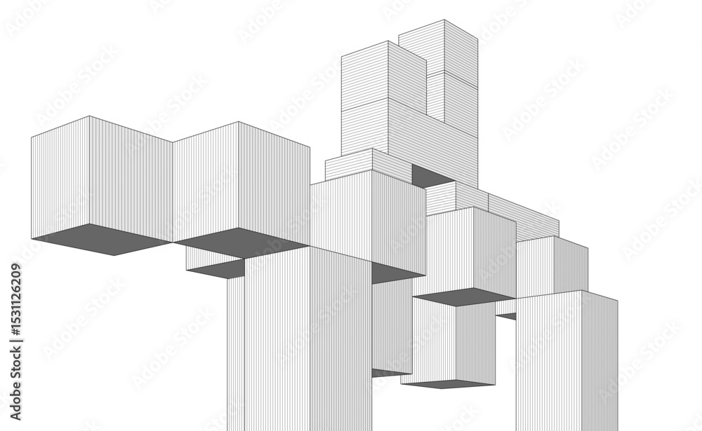 Poster abstract architecture modular construction 3d