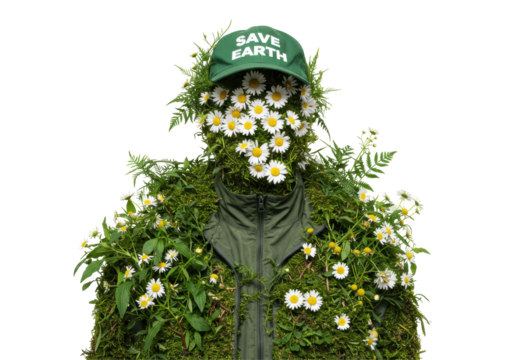 Isolated Save Earth Costume with Flowers and Plants