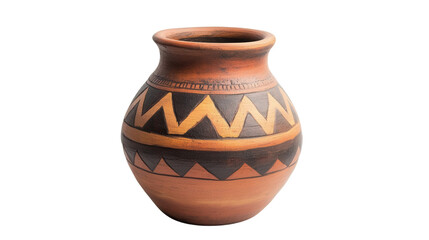 Hand-thrown Native American coil pottery vase, Transparent background, PNG file