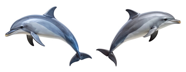 Top down view of dolphin gliding smoothly minimal shadow isolated on Transparent Background PNG