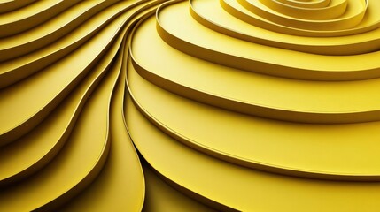 Abstract design of concentric, layered, yellow shapes.