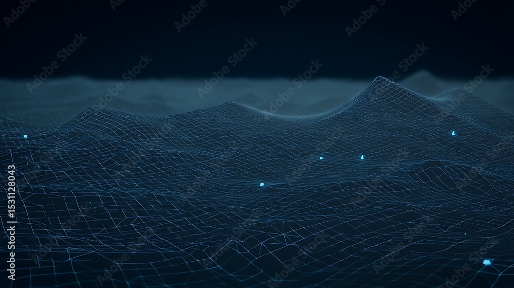 Poster abstract dark grid with light nodes