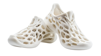 Futuristic 3D printed shoes, Transparent background, PNG file