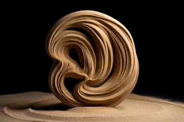 Swirls of Sand Curvy Structure, Brown Sand Layers, Closeup Artistic Sand Design