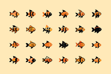 Orange Chromide, aquarium fish, vector art illustration