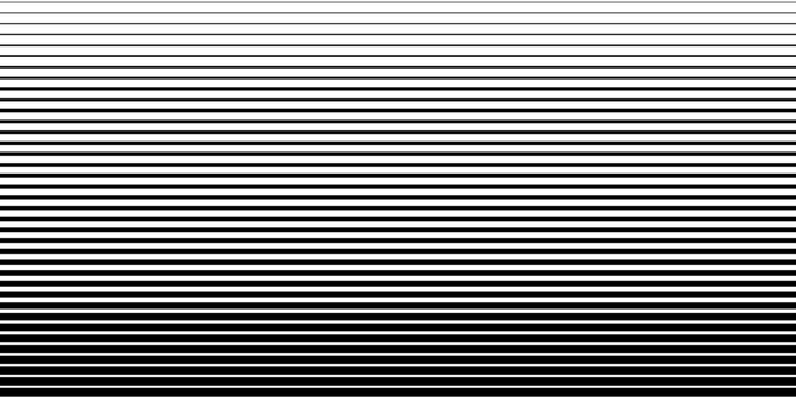 Thin line halftone gradient texture. Fading vertical stripe gradation background. Repeating wide pattern backdrop. Black parallel lines wallpaper for overlay, print, cover, banner, poster. Vector
