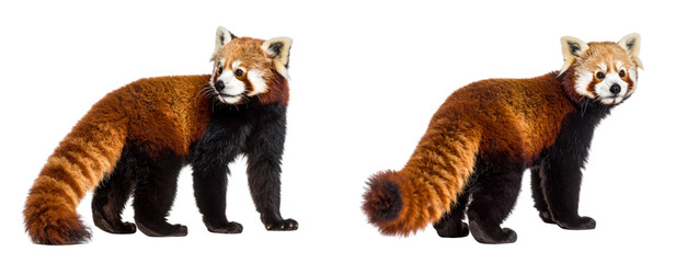  Alert red panda looking over shoulder, rear angle, isolated on Transparent Background PNG