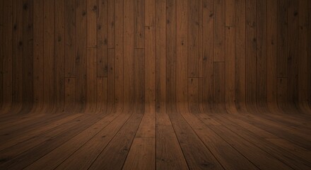 Dark Wood Curved Walls and Floor Background