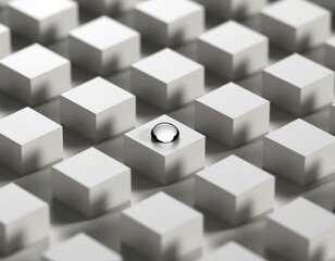 Obraz premium A clean cube grid broken only by one water drop.