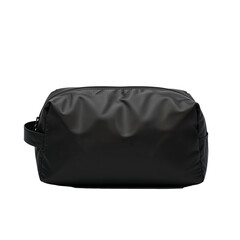 Naklejka premium Black Toiletry Bag, Minimalist, Travel Accessory, Isolated on Transparent Background 
