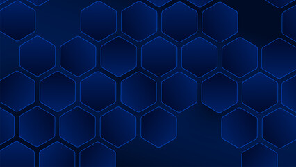 Fototapeta premium Hexagonal gaming honeycomb abstract background. Hexagon technology futuristic dark vector abstract background. Neon technology bright flashesunder hexagon. 