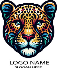 Leopard Head  Logo icon vector white background .
