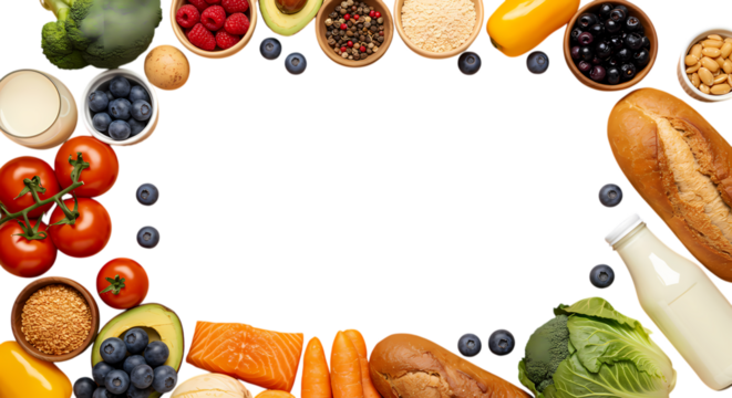 Vibrant Food Frame: Healthy Eating, Recipe Inspiration, Nutrition, Dietary Guide, Fresh Produce, Wellness, Culinary Background