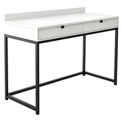 Modern White Desk with Black Metal Legs