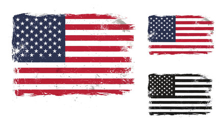 Grunge American Flags: Red, White, and Blue, and Black and White Versions