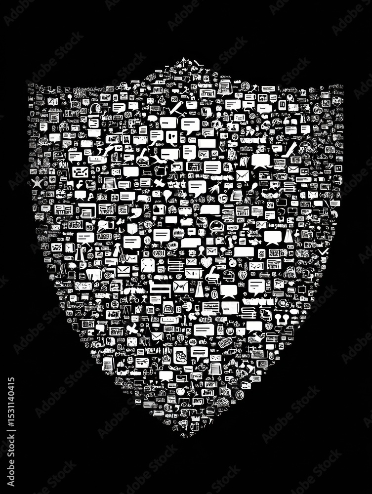 Aufkleber supportive messages forming a shield symbol representing community strength and resilience in a mode