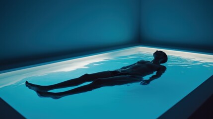 Relaxation and tranquility during a float session in a serene blue environment