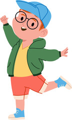 Cheerful Boy in Casual Outfit