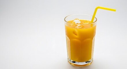 Glass of Tropical Juice with Straw – Refreshing Summer Drink