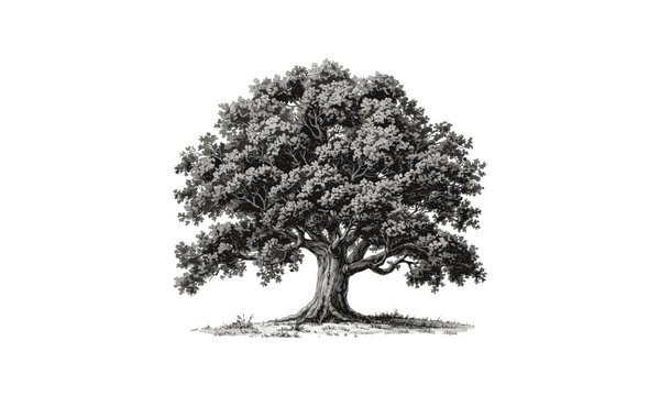 Vector illustration of walnut tree, hand drawn nut leaves, botanical walnut art, forest garden plant, tree branch sketch, edible plant clipart, countryside nut tree, transparent background.