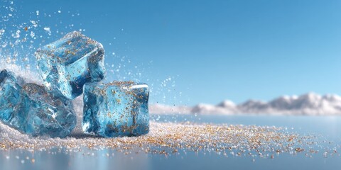 Ice cubes on surface banner
