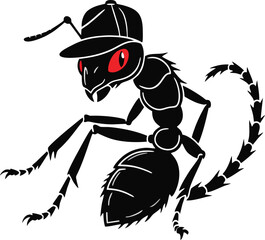 The Gangster Ant: Fierce Style with a Hat and Red Eyes