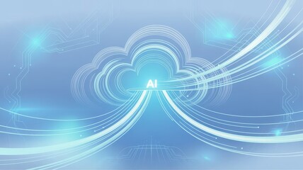 3D Abstract AI Clouds with Soft Color Gradient and Shadow