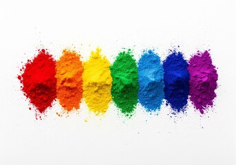 Pigments en poudre arc-en-ciel sur fond blanc