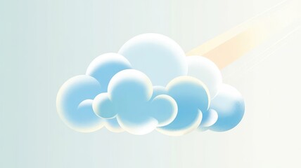3D Abstract AI Clouds with Soft Color Gradient and Shadow