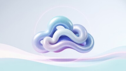 3D Abstract AI Clouds with Soft Color Gradient and Shadow