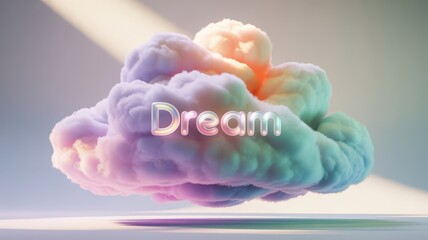 3D Abstract AI Clouds with Soft Color Gradient and Shadow