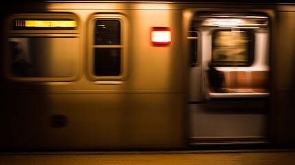 Fast moving train in the city