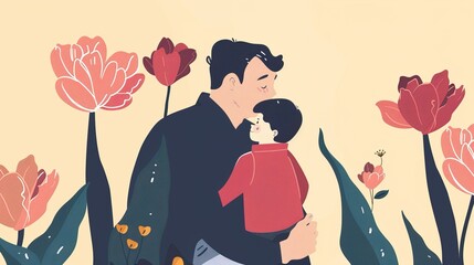 Simple Elegant Father's Day Poster Template: Minimalist Design Elements for Heartwarming Greeting Graphics
