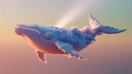 3D Abstract AI Clouds with Soft Color Gradient and Shadow