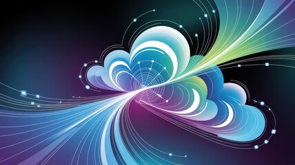 3D Abstract AI Clouds with Soft Color Gradient and Shadow