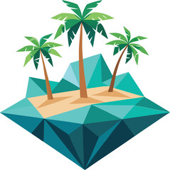 Geometric island with palm trees