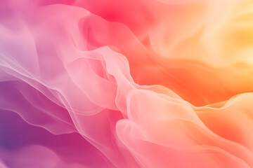Fototapeta premium Dreamy abstract gradient background with flowing silk-like textures in pink, purple, and orange hues. Soft, feminine, and ethereal—ideal for beauty, wellness, romantic themes, or luxury branding.