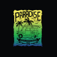 Paradise holiday vibe summer beach colourful vector graphic