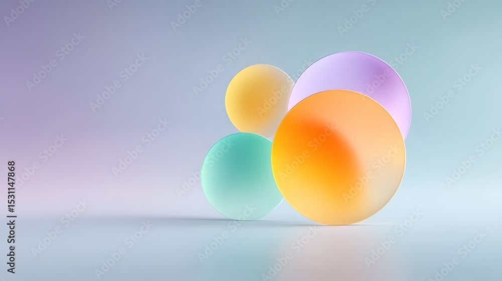 Poster pastel gradient overlapping circles abstract 3d render