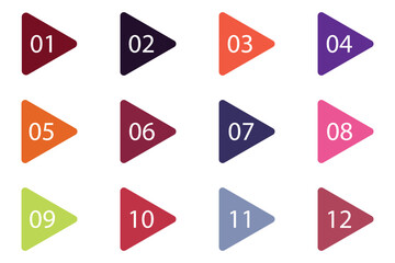 Colorful Numbered Bullet Point and Arrow Marker Set – Modern Vector Flags and Labels from 1 to 15